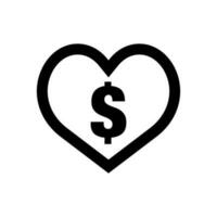 dólar doação coração ícone. sentimentos do apoiar. vetor. vetor