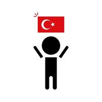 turco patriota silhueta. silhueta ícone do turco bandeira e pessoas. vetor. vetor