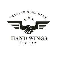 retro vintage asas mão forma para comunidade Paz Fundação caridade emblema, vetor Projeto símbolo