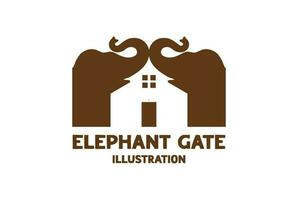 vintage minimalista elefante portão casa Entrada ícone ilustração vetor