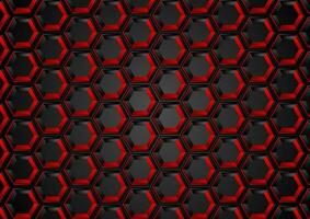 Preto e vermelho hexágonos abstrato tecnologia fundo vetor