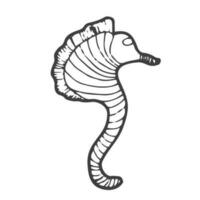 mão desenhado cavalo marinho doodle. embaixo da agua animal dentro esboço estilo. vetor ilustração isolado em branco fundo.