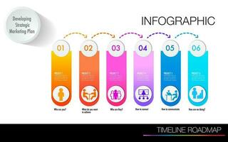 infográfico 6 degrau desenvolve marketing estratégico plano vetor