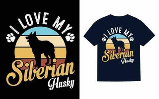 siberian rouco cachorro tipografia t camisa Projeto vetor