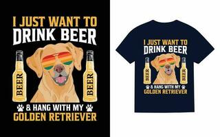 dourado retriever cachorro tipografia camiseta Projeto vetor