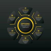 seis 6 opções círculo o negócio infográfico modelo Projeto vetor