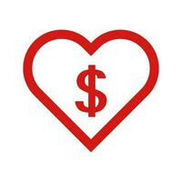doação coração ícone. caridade. monetário apoiar. vetor. vetor