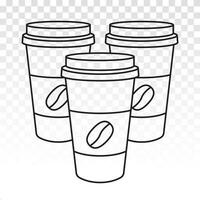 café dentro descartável papel copo com café feijão linha arte ícone para apps e sites vetor