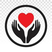 mão segurando coração plano ícone para cuidados de saúde apps e local na rede Internet vetor