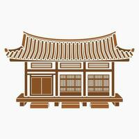 editável vetor ilustração do plano monocromático estilo frente Visão Largo tradicional hanok coreano casa construção para obra de arte elemento do oriental história e cultura relacionado Projeto