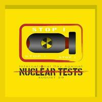 internacional dia contra nuclear testes logotipo dentro amarelo cor vetor