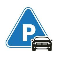 carro ou automóvel estacionamento placa ícone com triângulo forma vetor