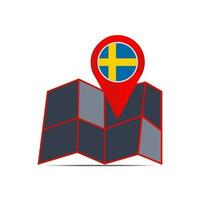 sueco mapa ícone com país bandeiras vetor