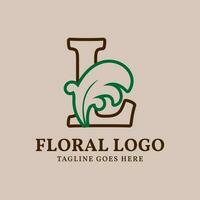 carta eu floral delineado vintage folha cor vetor logotipo Projeto