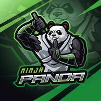 ninja panda esport mascote logotipo Projeto vetor