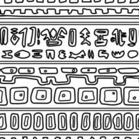 Preto branco egípcio fronteira, abstrato tribal vetor repetir desatado padrão, tinta efeito. ilustração contém retângulos, mão desenhado Espirrar elementos, formas, geometria