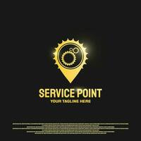 serviço ponto logotipo Projeto com engrenagens conceito. máquina Engenharia placa. vetor tecnologia ícone