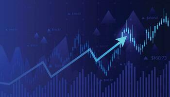 seta linha gráfico acima tendência financeiro em azul escuro fundo vetor