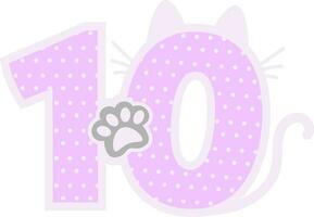 gato numeração para aniversário festa enfeite animal Fonte vetor