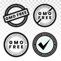 geneticamente modificado organismo OGM livre ou não OGM Comida embalagem adesivo rótulo plano ícone. vetor