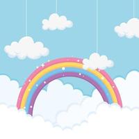 céu arco-íris nuvens suspensas decoração design de panorama vetor