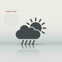 ícone do tempo em estilo simples. ilustração vetorial de sol, nuvem e chuva em fundo branco isolado. conceito de negócio de sinal de meteorologia. vetor