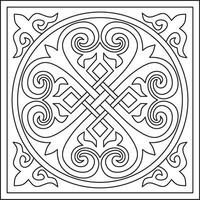 vetor monocromático linear quadrado bizantino ornamento, nó, roseta. círculo grego padrão, desenhando do a Oriental romano Império. decoração do a russo ortodoxo igreja.
