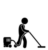 ilustração e ícone bastão figura, stickman, pictograma. casa lavando, calha limpeza, cobertura lavando, concreto limpeza, área coberta lavando vetor