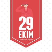 29 ekim cumhuriyet bayrami kutlu olsun, dia da república da Turquia, decoração de cerimônia de saudação de soldado pendente vetor