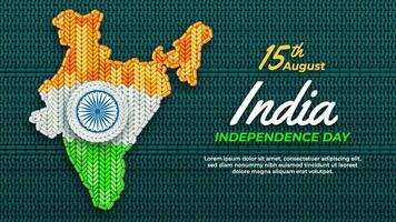 Índia independência dia com malhas em forma mapa do Índia ilustração vetor