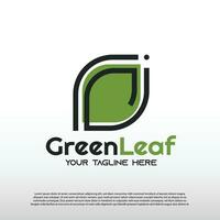 verde folha logotipo com linha arte Projeto. eco orgânico placa ou símbolo -vetor vetor