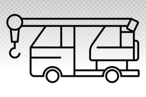 Móvel guindaste ou guindaste rastejante - pesado equipamento veículos linha arte ícone para apps ou sites vetor