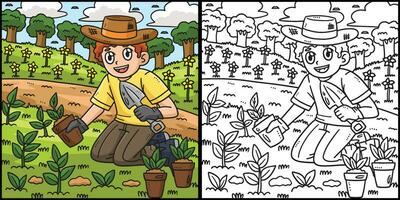 trabalho dia jardineiro plantio mudas ilustração vetor