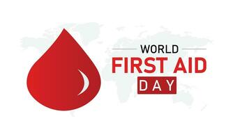 vetor ilustração em a tema do mundo primeiro ajuda dia observado cada ano em segundo sábado do setembro. primeiro ajuda caixa. sangue e coração Projeto.