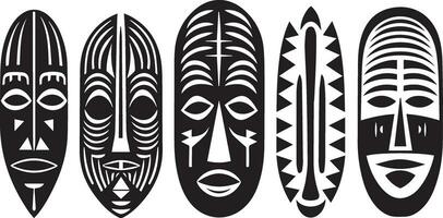 conjunto do africano tribal máscaras, tribal máscaras vetor ilustração