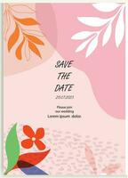 floral Casamento cartões, convite modelo folhas, e flores vetor