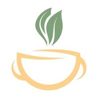 vetor logotipo caneca com natural ervas chá e verde folhas.