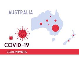 mapa da austrália com a propagação do covid 19 vetor