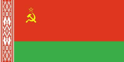 mapa do bielorrússia com a soviético bandeira. bandeira do a independente europeu estado. símbolo do a soviético União, martelo e foice vetor