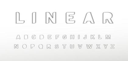 alfabeto de fronteira linear. fonte de linha de borda fina, tipo mínimo para logotipo futurista moderno, monograma elegante, dispositivo digital, pôsteres e gráfico da web hud. letras de estilo mínimo, design de tipografia vetorial vetor