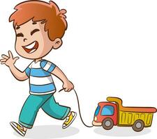 vetor ilustrações do fofa criança dirigindo brinquedo carro