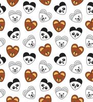 amor urso, querida urso, polar Urso e panda em forma gostar uma coração símbolo. kawaii animal crianças desatado padronizar Projeto para invólucro papel, tecido e têxtil. vetor