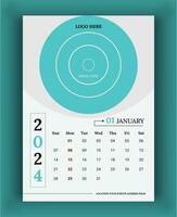2024 parede calendário modelo, vetor calendário janeiro projeto, criativo calendário Projeto