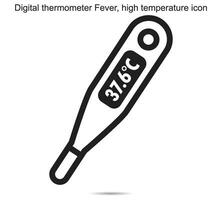digital termômetro febre, Alto temperatura ícone vetor