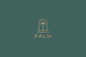 Palma árvore abstrato minimalista logotipo luxo Projeto modelo tropical verão feriado recorrer vetor