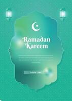 Ramadã kareem poster modelo Projeto beleza verde cor conceito vetor