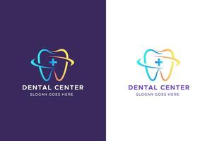 moderno dental Centro abstrato logotipo com gradiente cor para o negócio dentista e dente saúde Cuidado. profissional placa símbolo odontologia. vetor