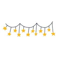 fofa Natal luzes dentro a forma do estrelas. feriado festão clipart em fio corda. mão desenhado estilizado vetor isolado em fundo. conceito do Natal, inverno, feriado e conforto.