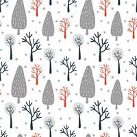 inverno desatado vetor padronizar do árvores dentro azul, vermelho e cinzento cores para Novo ano impressão em têxteis ou embalagem.