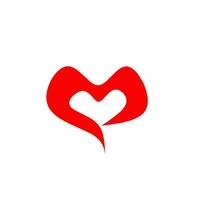 carta m amor logotipo. uma encantador logotipo Projeto dentro que a carta m é criativamente em forma para tornar-se uma símbolo do amar. vetor